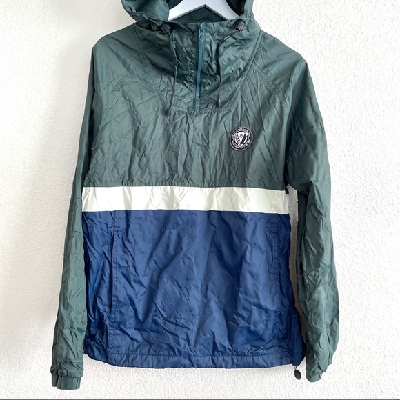 Volcom Water Resistant 600 MM Windbreaker Quarter Zip Outdoor Jacket Green Blue - Picture 3 of 8